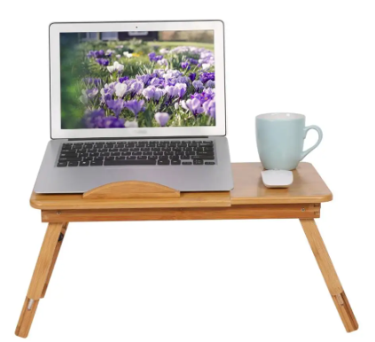 MESA PORTATIL Madera Bambú Multifuncional – Ajusta y Organiza – Convierte cualquier espacio en tu oficina en minutos