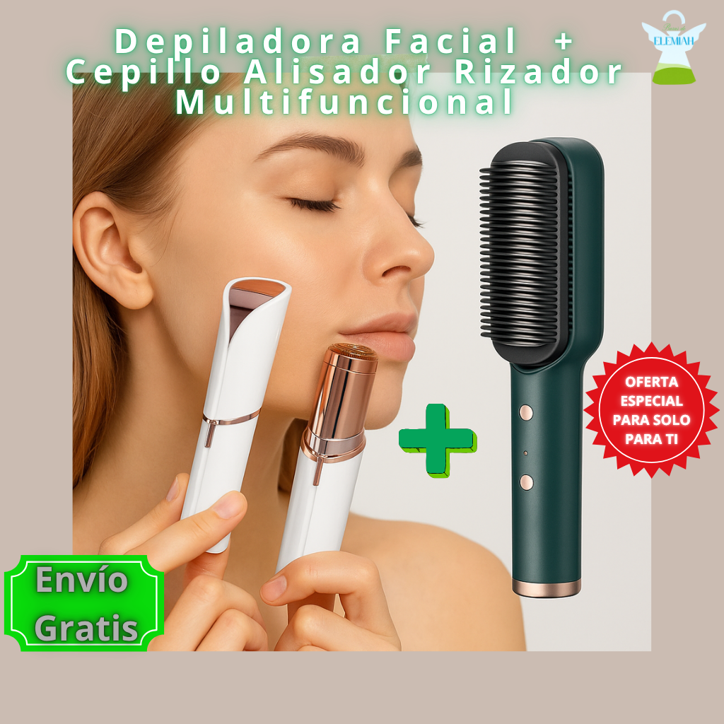 Set 2 en 1 Depilación y Alisado - Rostro suave y al frizz de forma rápida.