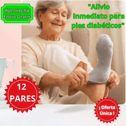 Calcetines para Diabéticos X 12 Par - Alivian la hinchazón - Protege tus pies sensibles las 24 horas.