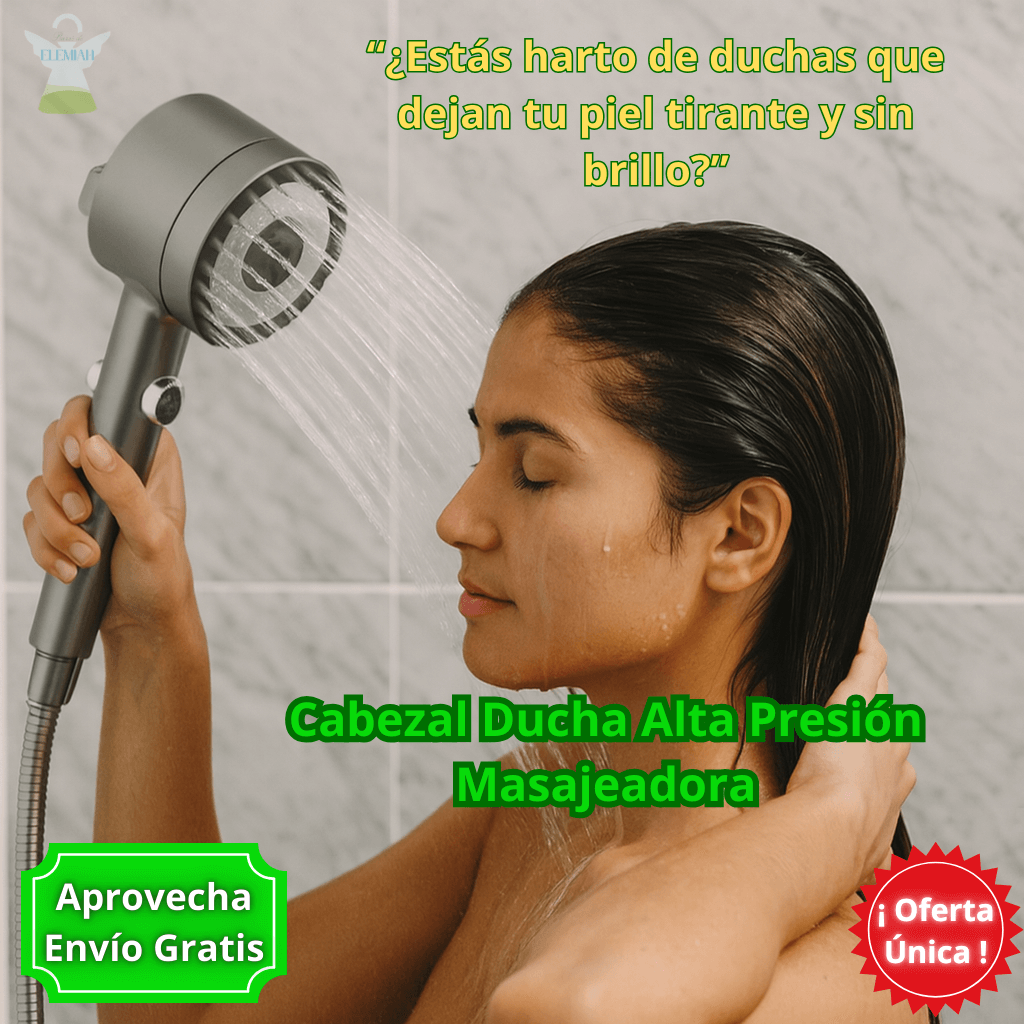Cabezal Ducha Alta Presión Masajeadora - Filtra Impurezas – Piel y cabello más saludables.