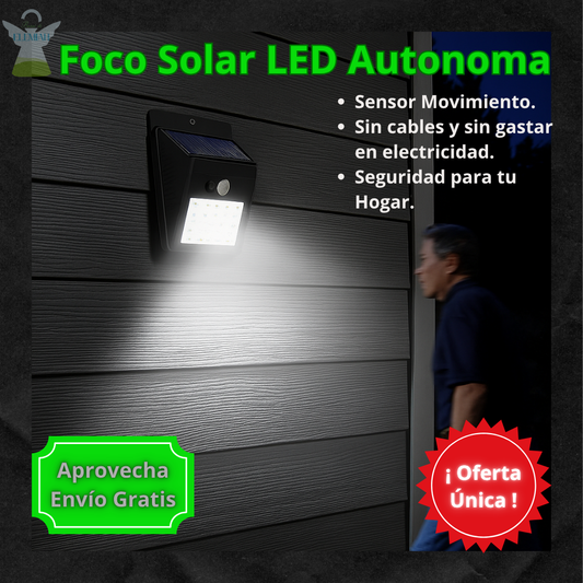 Foco Solar LED con Sensor – Encendido Automático por Movimiento - Seguridad toda la Noche, Sin Pagar Electricidad