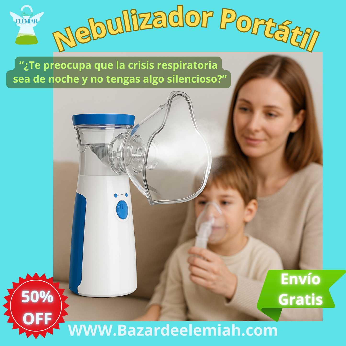 NEBULIZADOR PORTÁTIL - Niebla fina rápida para niños y adultos