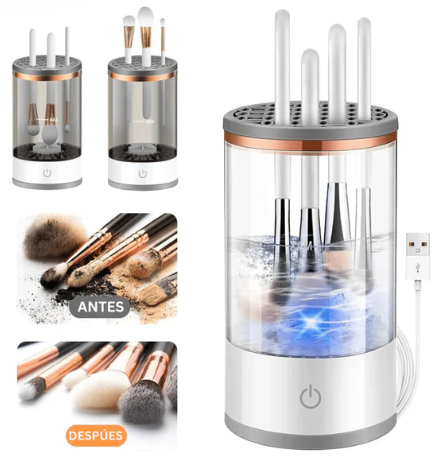LIMPIADOR DE BROCHA DE MAQUILLAJE Automático – Quita bacterias de tus brochas – Maquillaje impecable al instante.