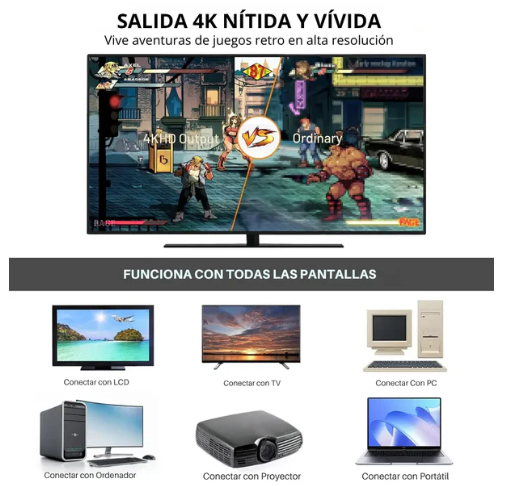 CONSOLA RETRO Versión 4K con +40.000 juegos – Toda tu nostalgia en un solo equipo