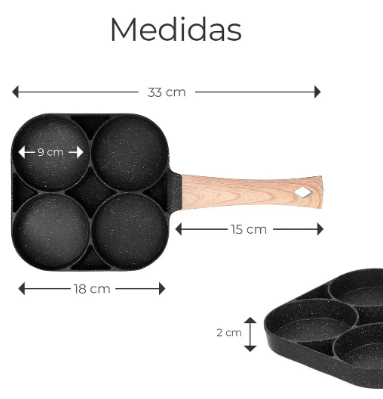 SARTEN ANTIADHERENTE 4 Espacios - Separa sabores –– Ahorra energía y tiempo.
