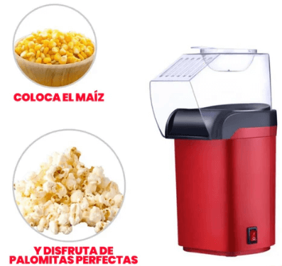 MAQUINA DE PALOMITAS – Sin Aceite, Rápida y Compacta - Palomitas frescas y ligeras en pocos minutos.