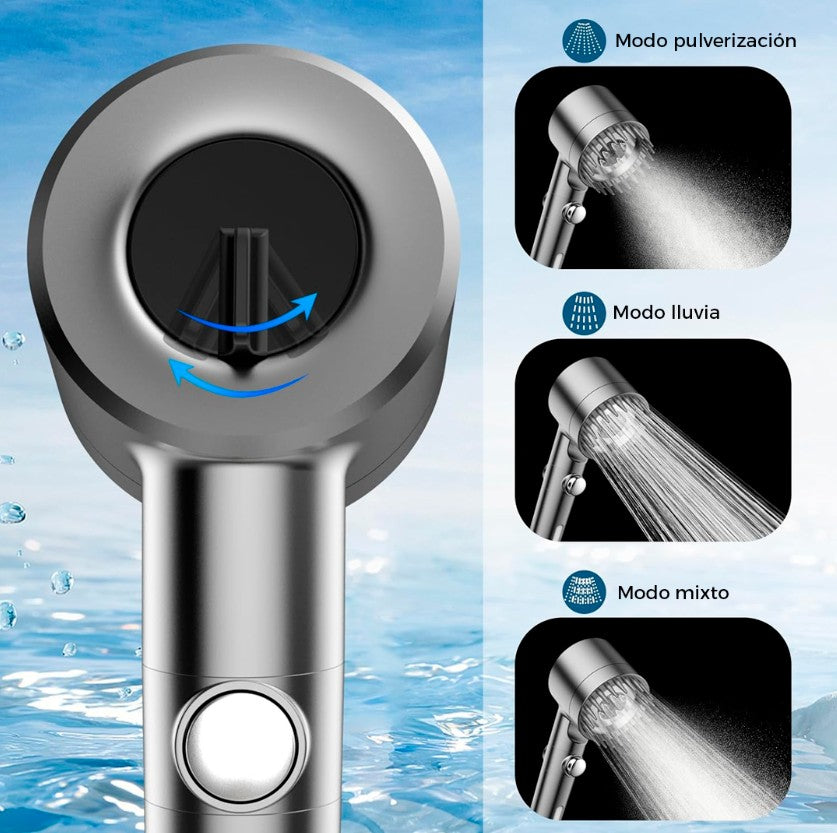 Cabezal Ducha Alta Presión Masajeadora - Filtra Impurezas – Piel y cabello más saludables.
