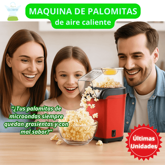 MAQUINA DE PALOMITAS – Sin Aceite, Rápida y Compacta - Palomitas frescas y ligeras en pocos minutos.